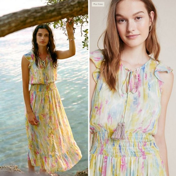 Anthropologie Dresses & Skirts - By Anthropologie Watercolor maxi dress size 2P